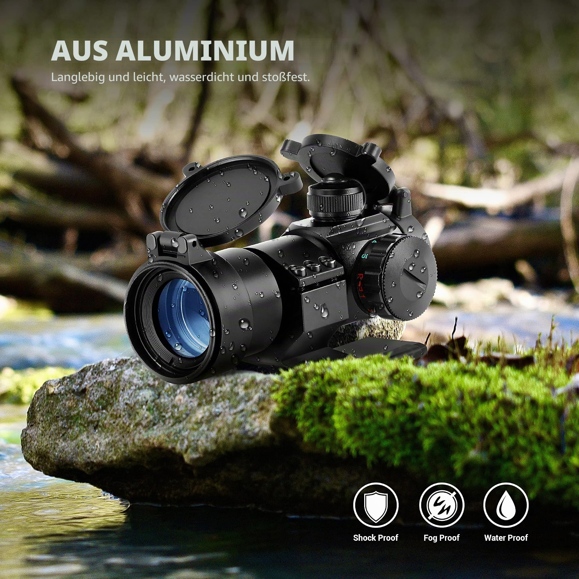ESSLNB Red Dot Visier Airsoft Scope Leuchtpunktvisier Rotpunktvisier für 22mm/20mm Schiene mit Montage und Schutzkappe