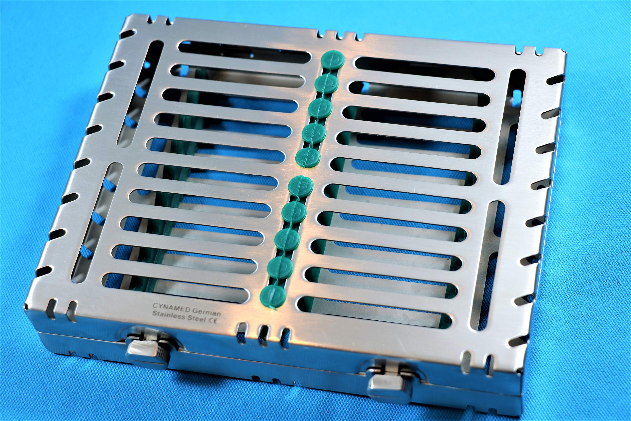German Dental Autoclave Sterilization Cassette Rack - Holds 7 Instruments, Blue (Cynamed PR-010) 10 thumbnail image