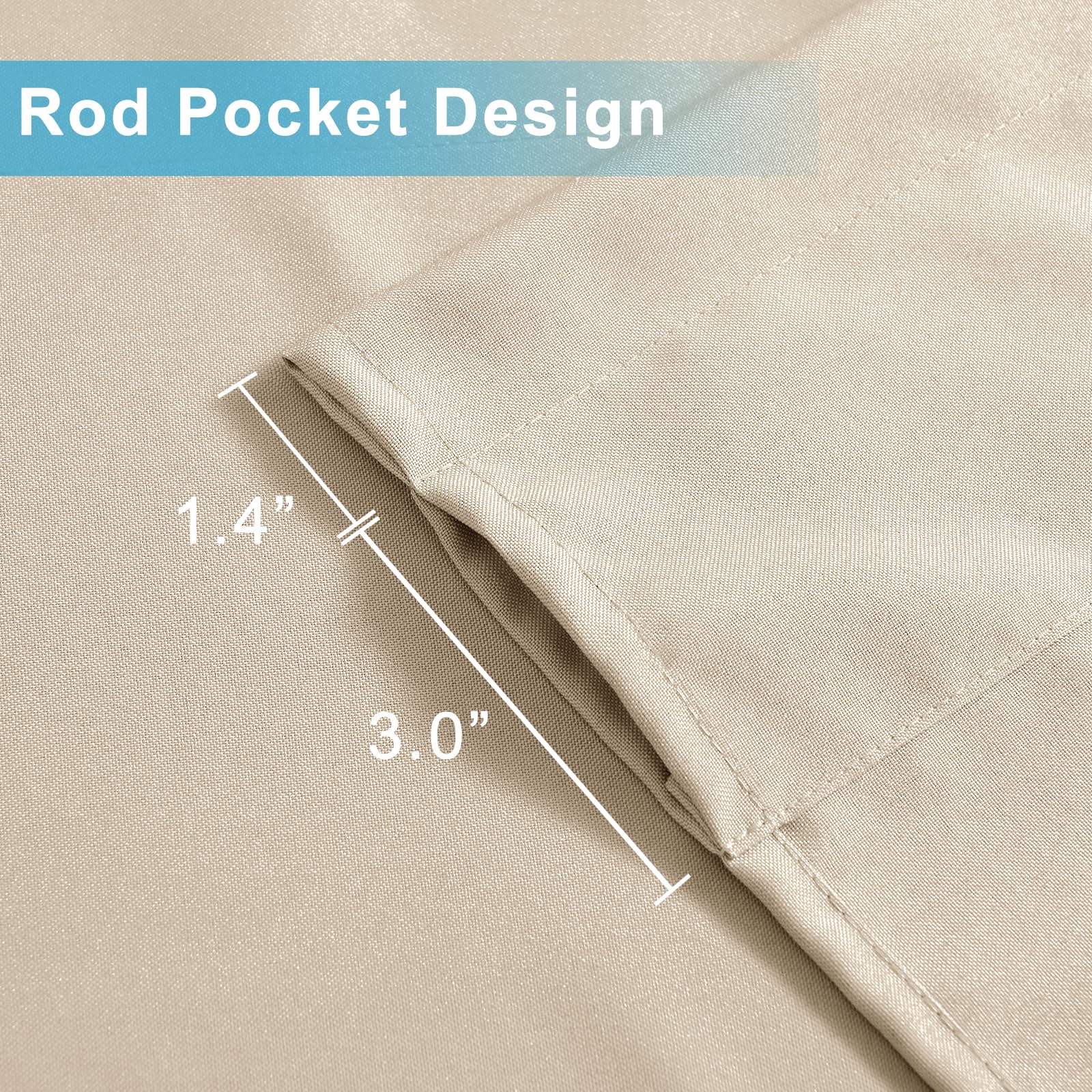 XWZO Cantonnières de Cuisine pour fenêtres, Salon, Chambre à Coucher, Salle de Bain, Style Rustique, Salle à Manger, Isolation Thermique, Passe-Tringle, 213,4 x 45,7 cm (l x L), Beige, 1 Panneau.