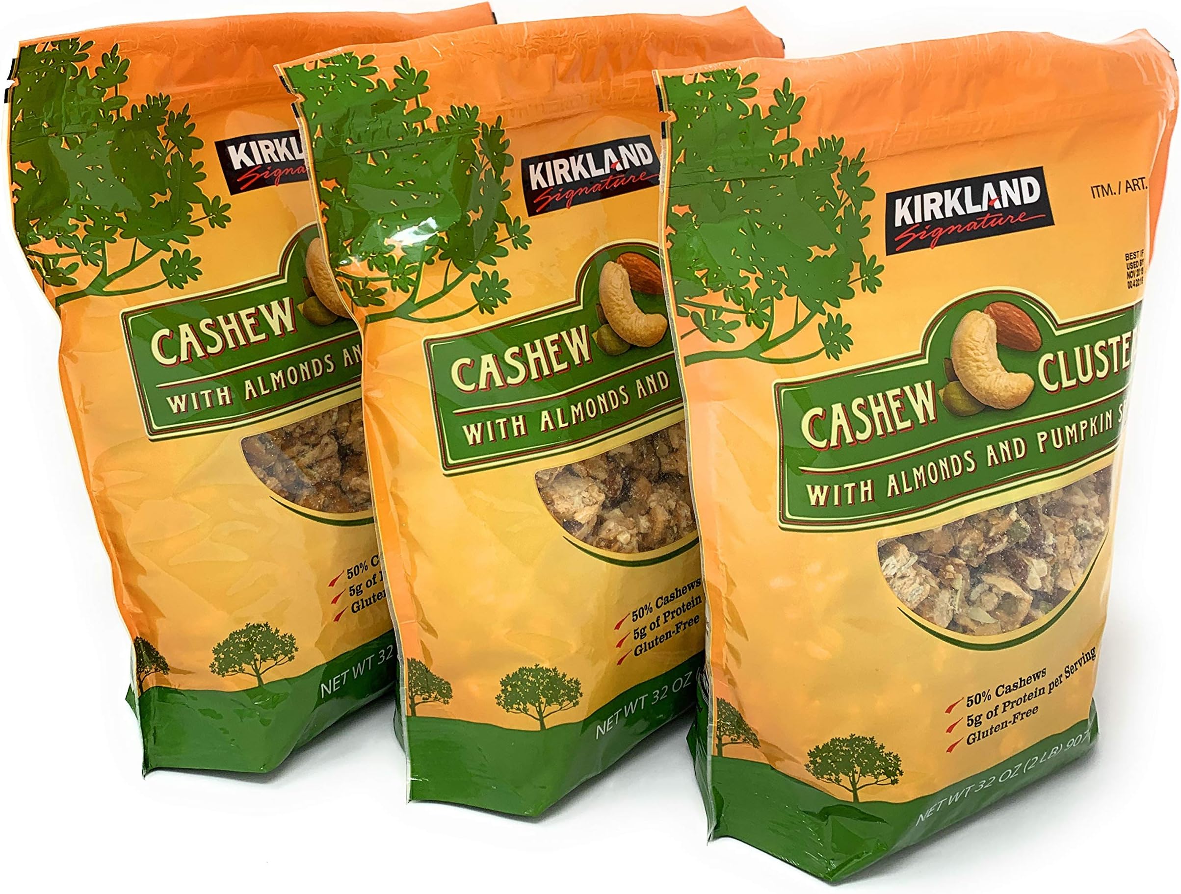 Kirkland Signature Cashew Clusters, 2 lbs (3 Pack)