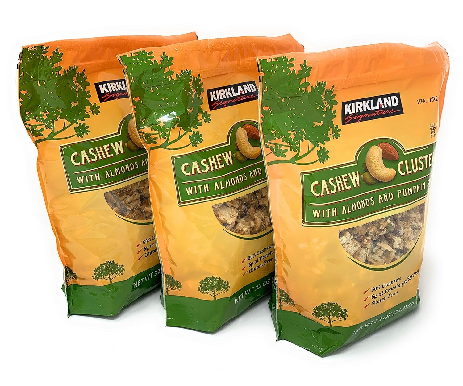 Kirkland Signature Cashew Clusters, 2 lbs (3 Pack)