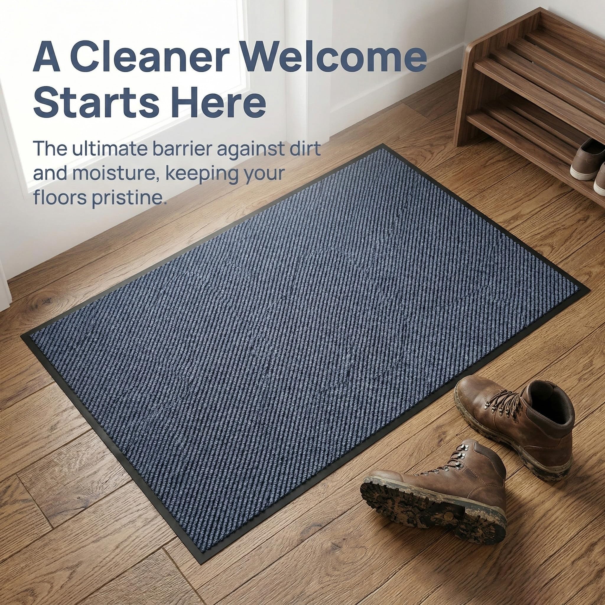 Heavy Duty Doormat for High Traffic Entryways Rug All Weather Door Floor Mat with Ultra Grip PVC Backing Non Slip Welcome Mat for Patio,Entry,Indoor Outdoor (Cold Gray, 24x72inch) — Amazon image 6