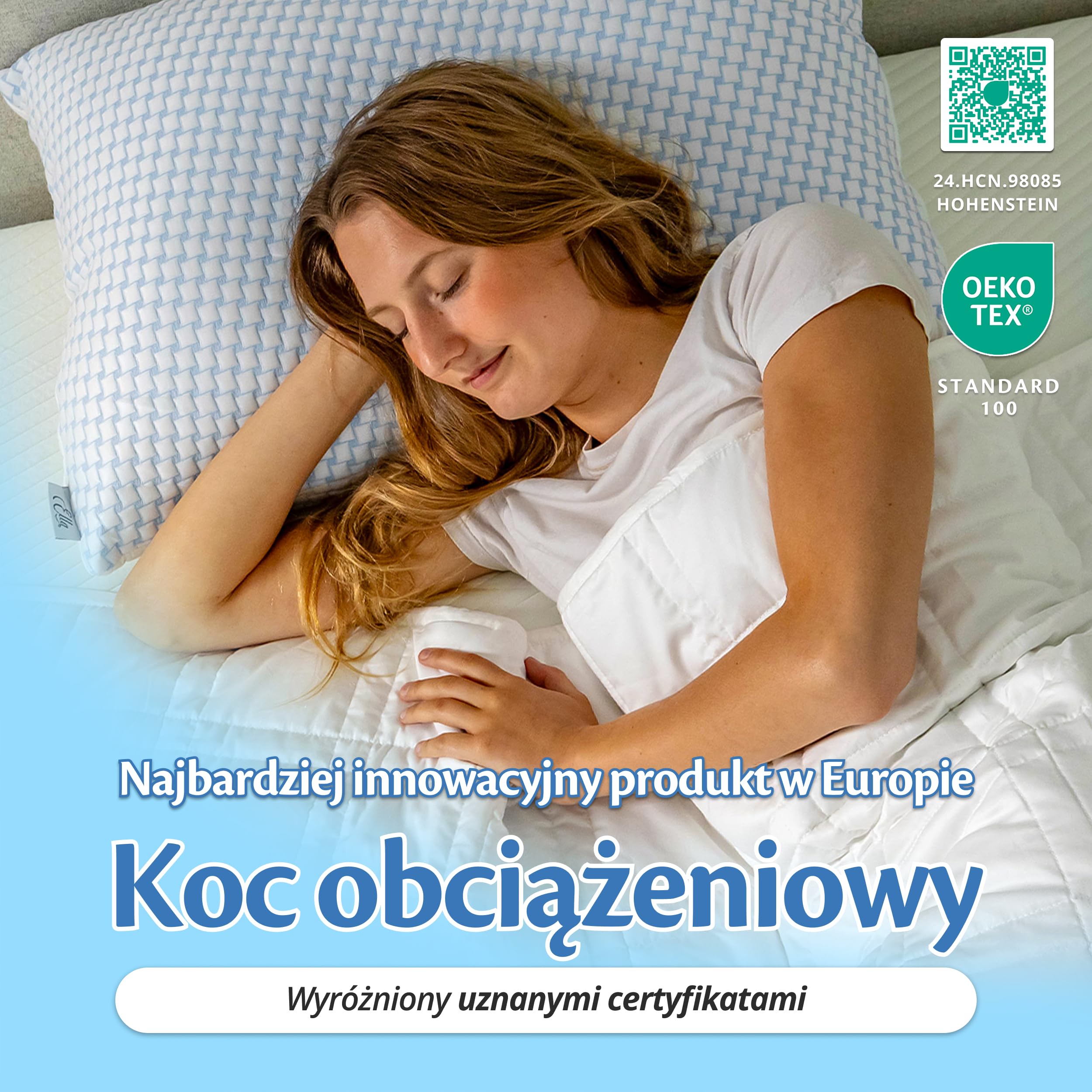 Ella Kołdra Obciążeniowa dla Dorosłych 9kg 150x200 cm - Relaksujący i Uspokajający Koc Sensoryczny - 7 powłok, Hipoalergiczne Wypełnienie, Bawełniana Powłoka - Dla Dorosłego o Wadze 85-110kg