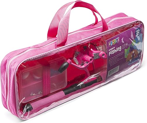 Miniatura 8 de Play22 Caña de pescar para niños, color rosa, 40 unidades, combos de caña de pescar y carrete, cañas de pesca para niños jóvenes, incluye aparejos