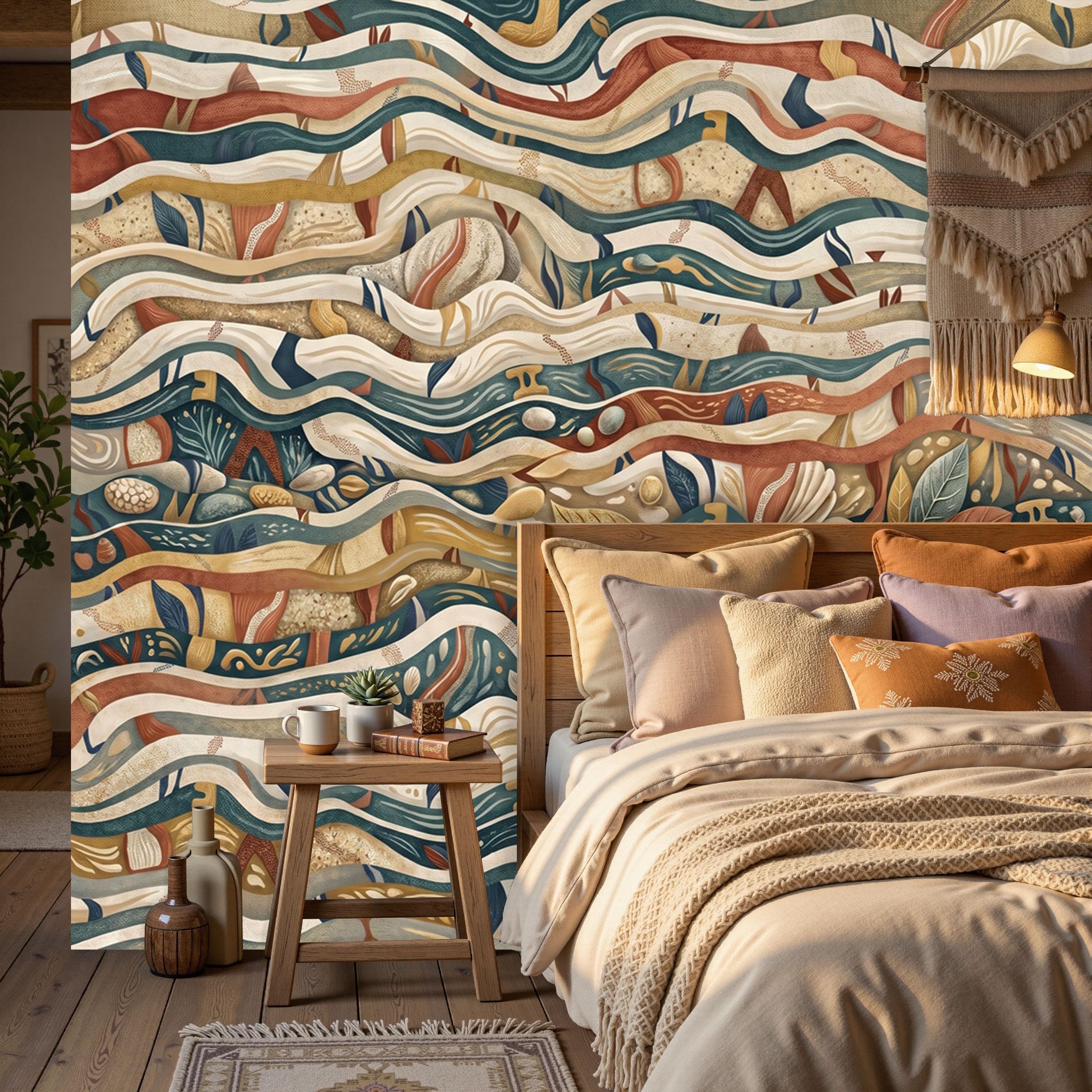 Vlies Fototapete Mosaikmuster böhmische mediterrane Ästhetik 250x175cm - Fototapeten - Tapeten - für Wohnzimmer Schlafzimmer - Vliestapete Wandtapete Tapete 3D Effekt- Tapetenkleister erforderlich