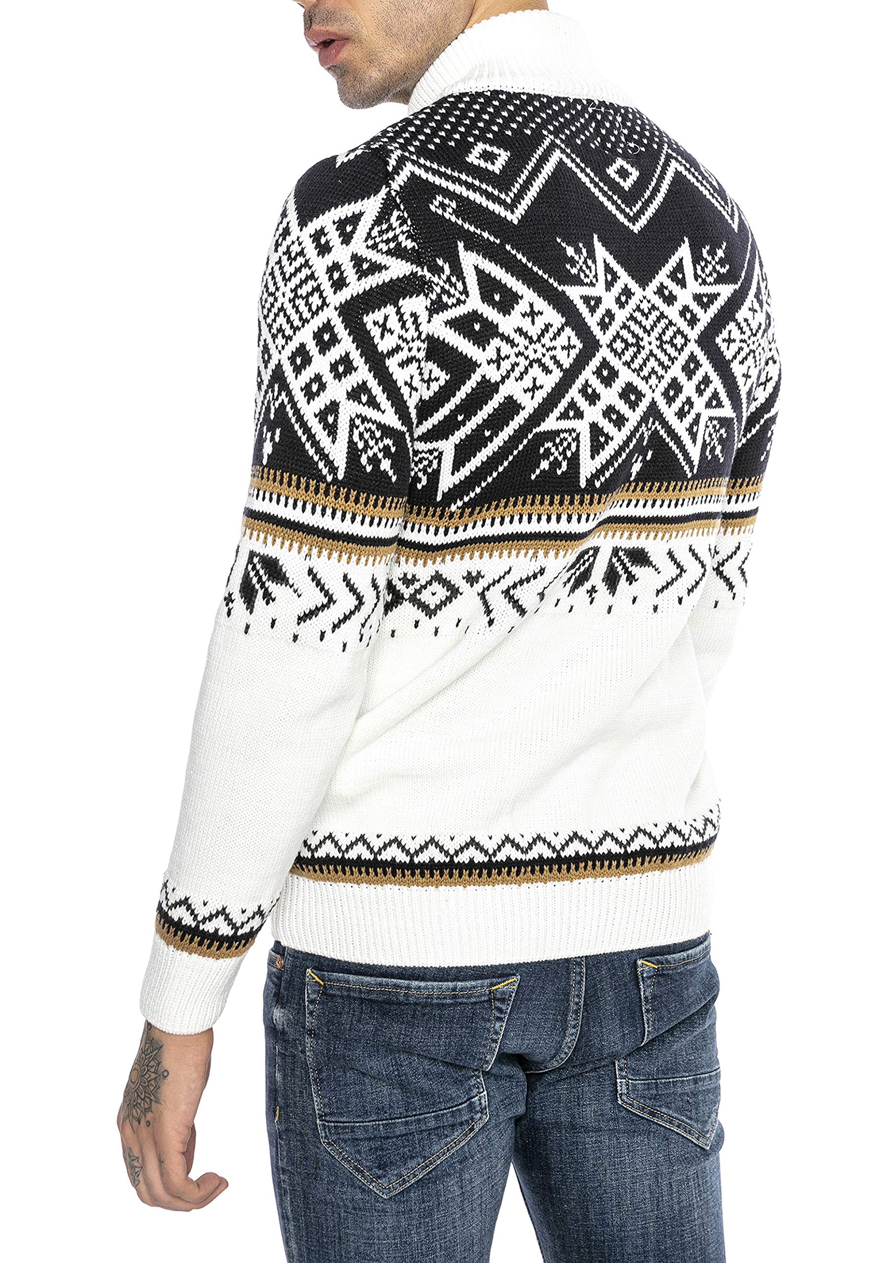 RED BRIDGE Maglione da Uomo Stile Norvegese Pullover con Collo Alto in Cotone
