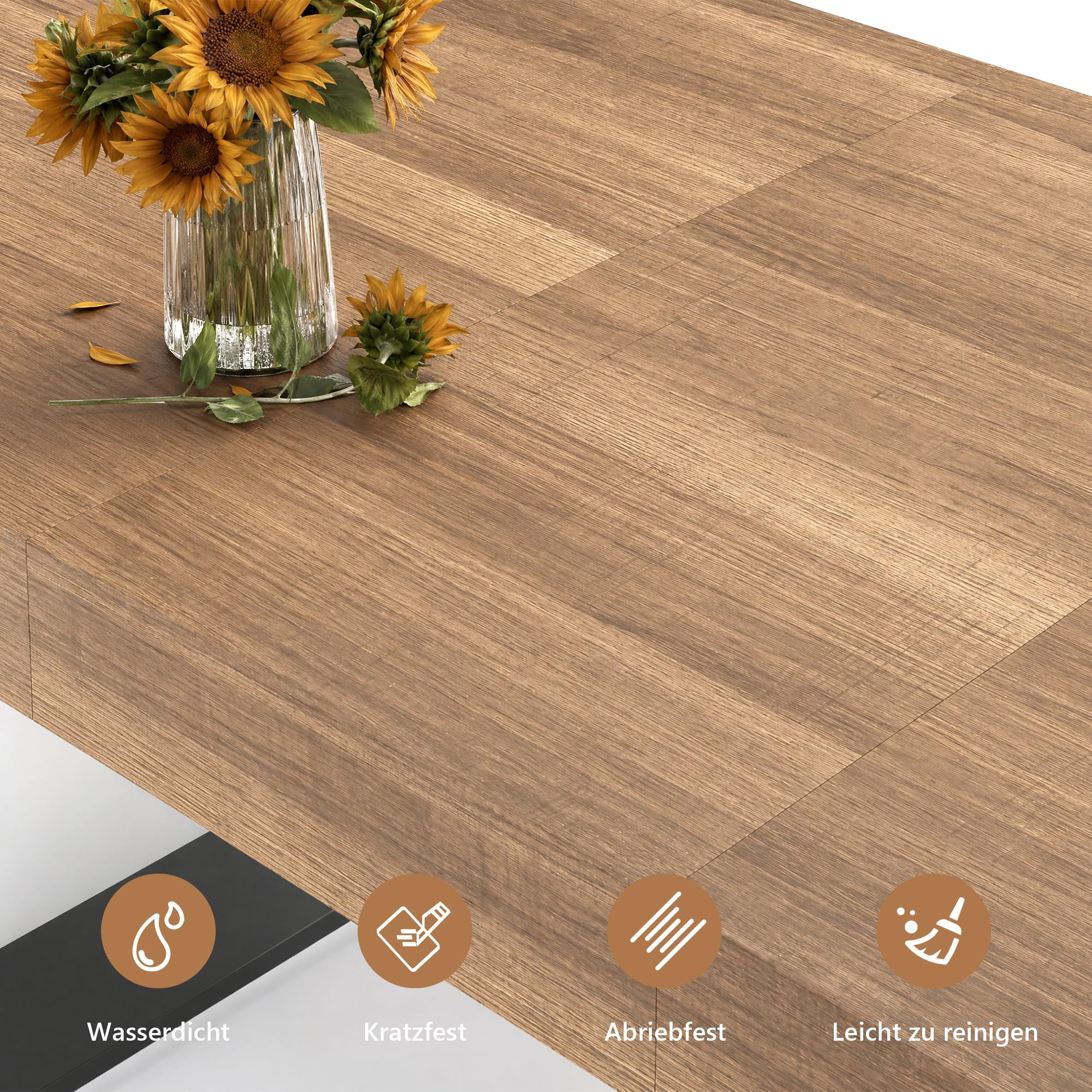 GRAVFORCE Esstisch ausziehbar 120-160cm Küchentisch für 4-6 Personen platzsparender Esszimmertisch Nussbaumfarben Holztisch Moderner Dining Table Hochfeste Großer Tisch für Wohnung Wohnzimmer