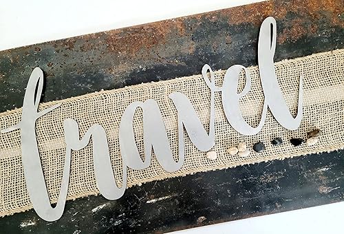 Miniatura 618 de Steel Metal Script Word Art - Various Sizes and Finishes (cheers Small 12.5x6", Raw, Unfinished Steel)