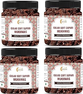 Organic Nature Soft Gulab Supari Mouth Freshener Sweet Rose Supari (Jar Pack) (1200 Grams (Pack of 4 of 300 Grams))