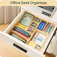 Vista 6 de Vtopmart 25 PCS Plastic Drawer Organizers Set, 4-Size Versatile Bathroom and Vanity Drawer Organizer Trays, Storage Bins for Makeup, Bedroom