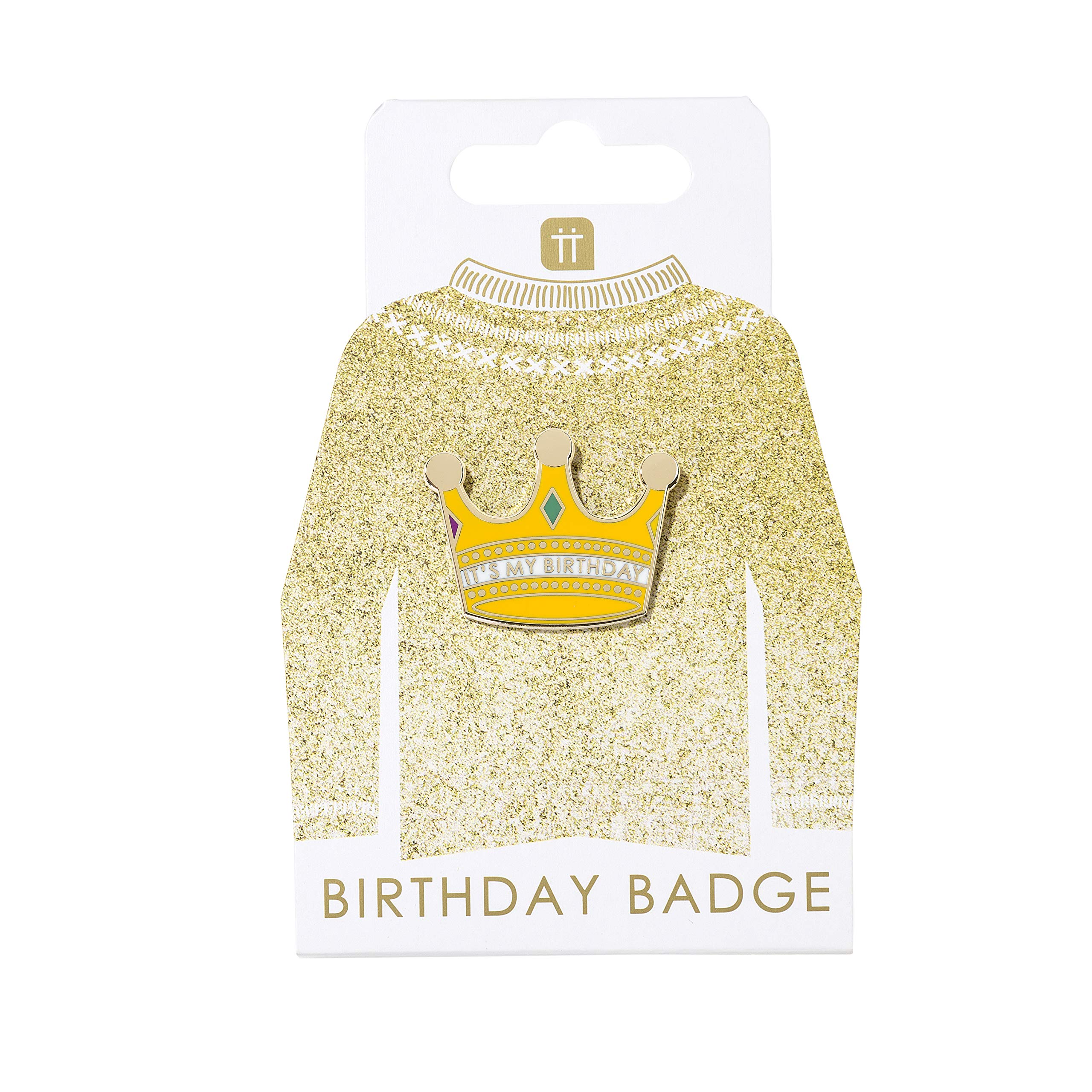 Talking Tables Party Decorations Crown Birthday Pin Badge Enamel Brooch Royal Queen King Princess Prince Gold, Christmas