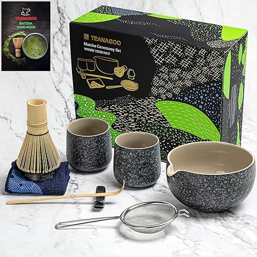 Miniatura 12 de TEANAGOO Juego de batidor de matcha, 7 piezas, juego de inicio de matcha gris claro, kit de matcha para ceremonia, juego de té matcha con batidor