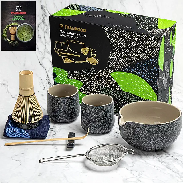 Premium Matcha Tea Set - 7-Piece Japanese Ceremony Kit with Bowl & Whisk