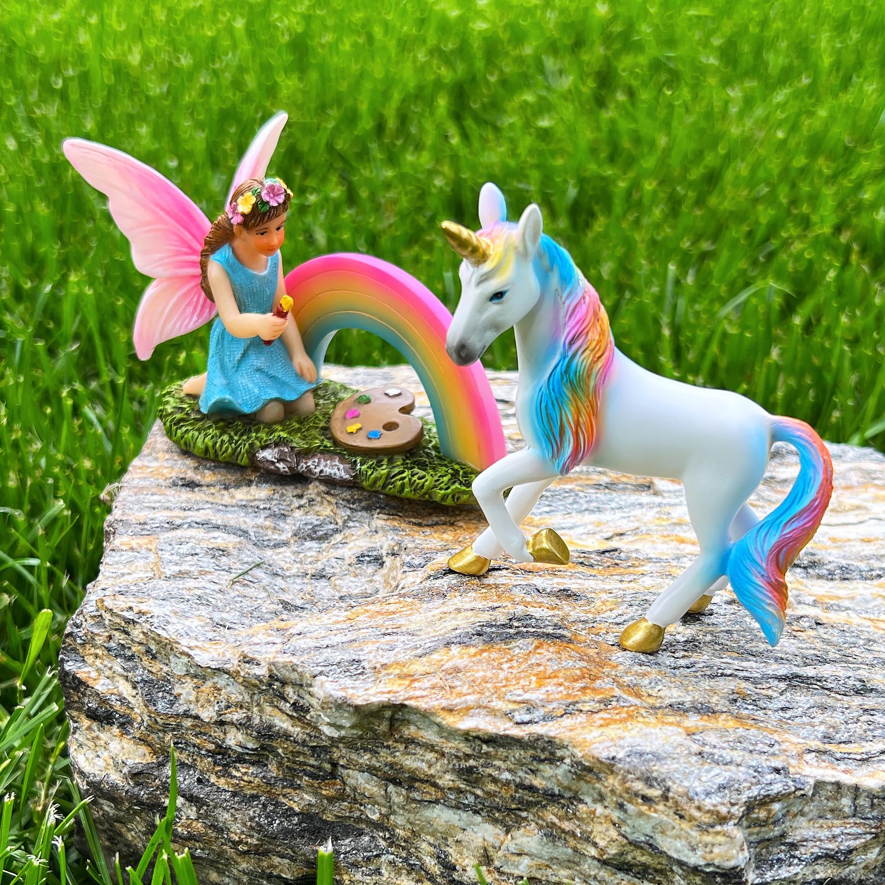Mood Lab Fairy Garden - tęczowy jednorożec zestaw 2 szt. - miniaturowe figurki i akcesoria zestaw
