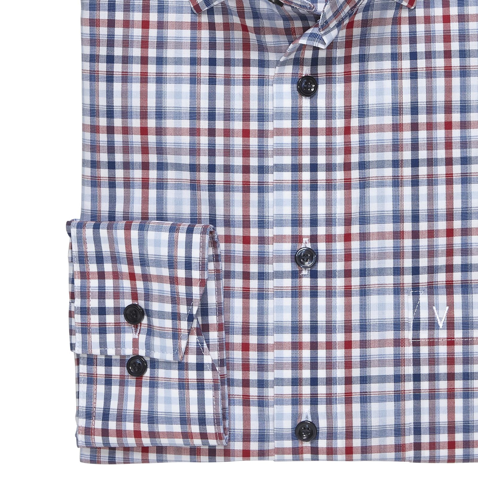 Marvelis Męska koszula biznesowa z długim rękawem 708214, w kratkę, Comfort Fit, kołnierz zapinany na guziki
