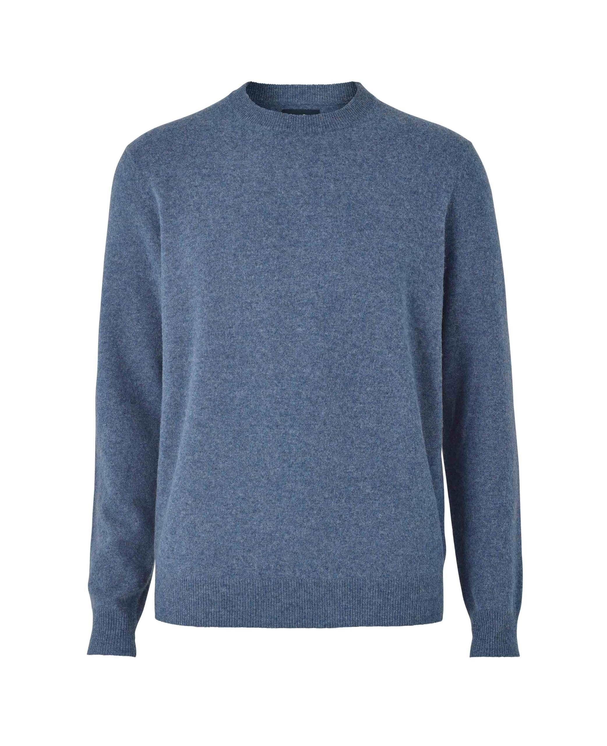 The Savile Row Company London Men's Denim Blue Merino Wool Cashmere Blend Crew Neck Jumper - Xxl