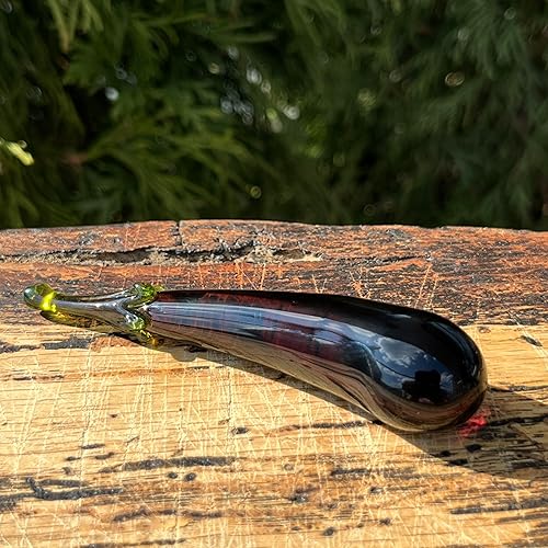 Miniatura 8 de Figura de berenjena de vidrio de 3.6 pulgadas, escultura vegetal soplada a mano, berenjena miniatura de vidrio fundido, adorno de estilo Murano,