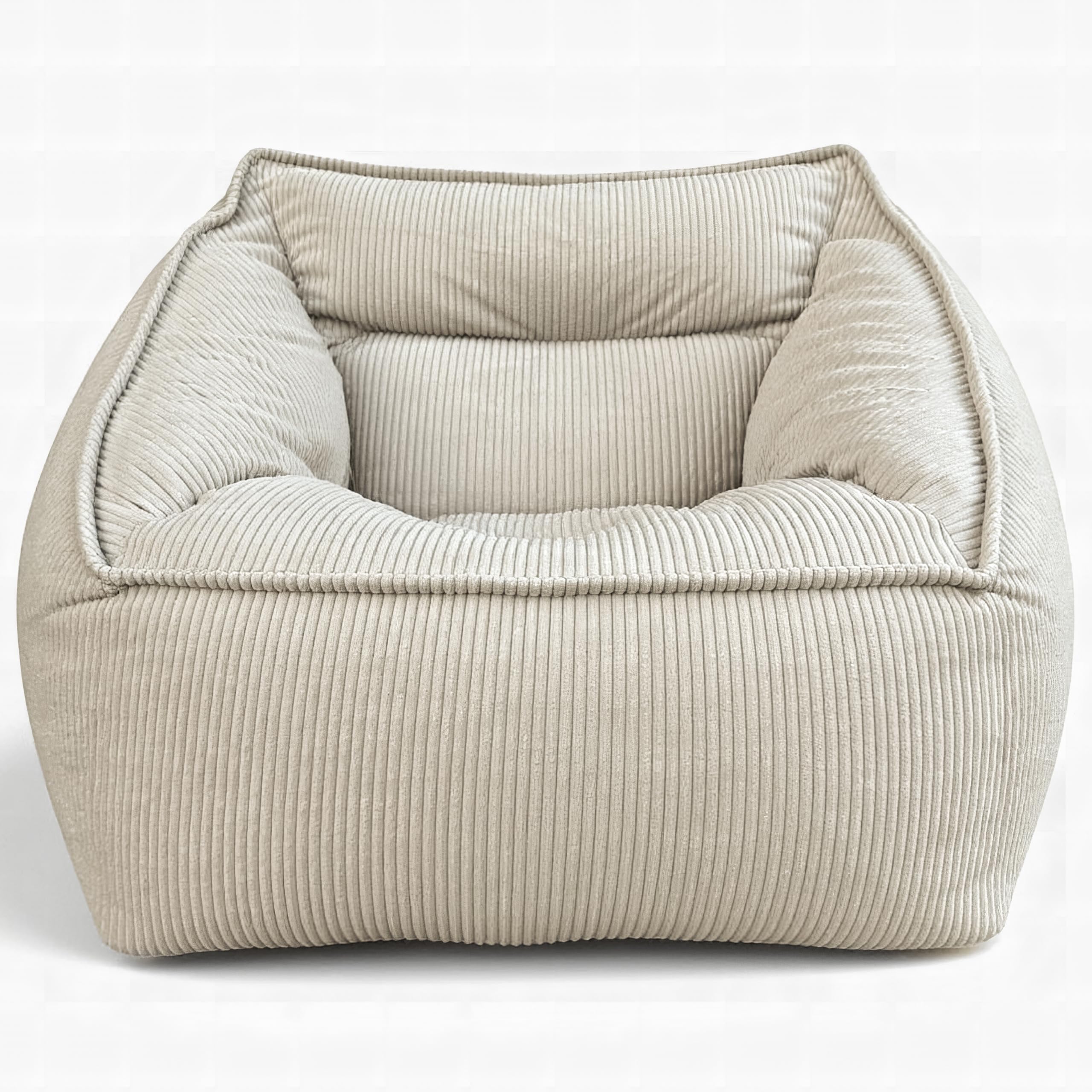 Aiire Sillón Puff con Relleno Incluido - Puf Gigante para Salon, Dormitorio y Habitación Juvenil - Funda en Pana Premium Desenfundable y Lavable - Bean Bag XXL Moderno para Adultos [100x100x80]