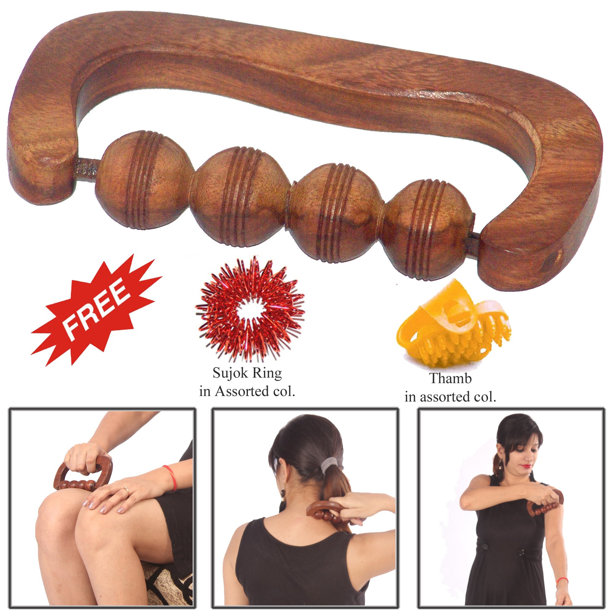ROYAL Wooden Ball Massager Handy Grip Body Roller