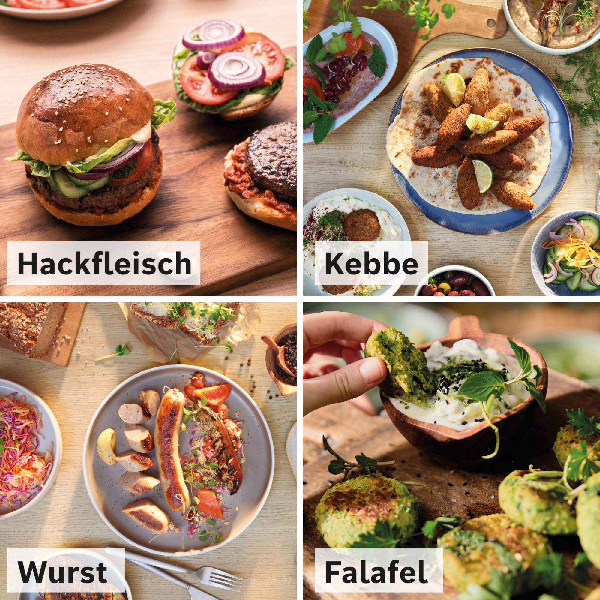 Bosch Zubehör-Set MUZS6HA, passend für Küchenmaschine Serie 6, Fleischwolf, Lochscheibe 8 mm, Lochscheibe 3 mm, Wurstfüller-Aufsatz, Kebbe-Aufsatz, Adapter