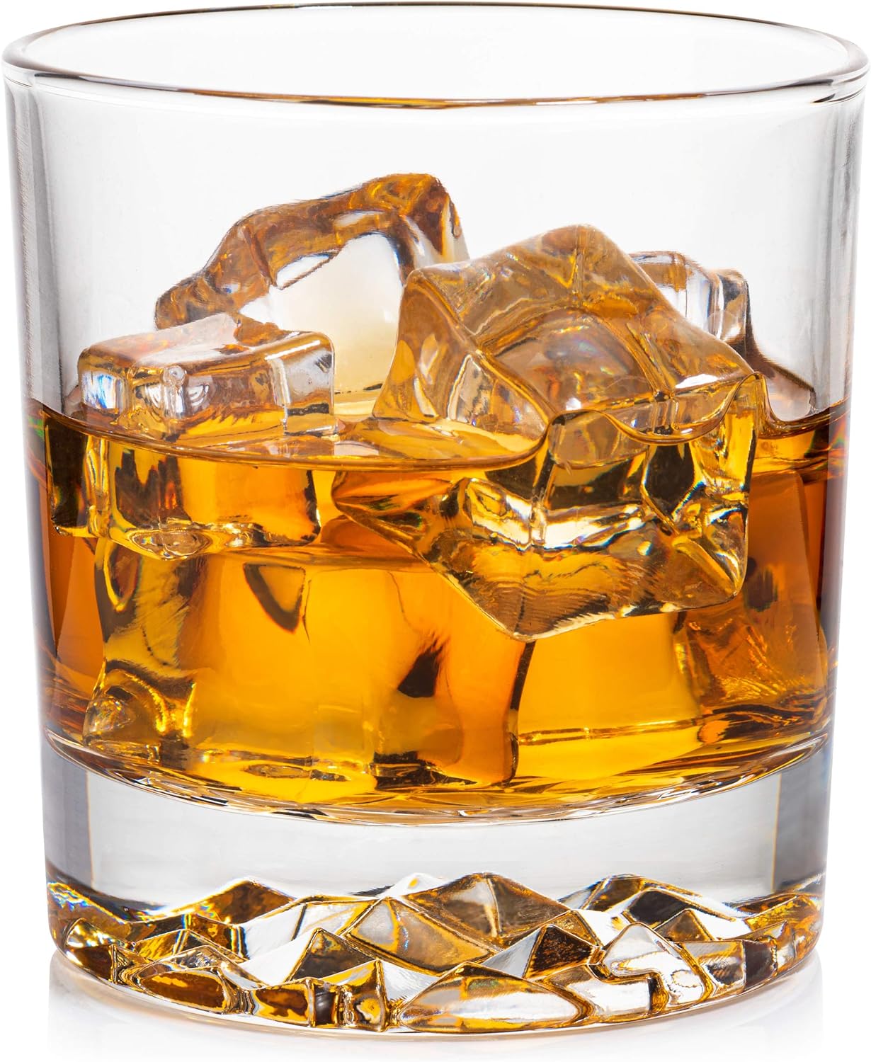 Obsidian Glassware Mountain Whiskey Glasses Set of 4 - 11.5oz Premium Old Fashioned Tumblers with Imprint for Bourbon Scotch Cocktails