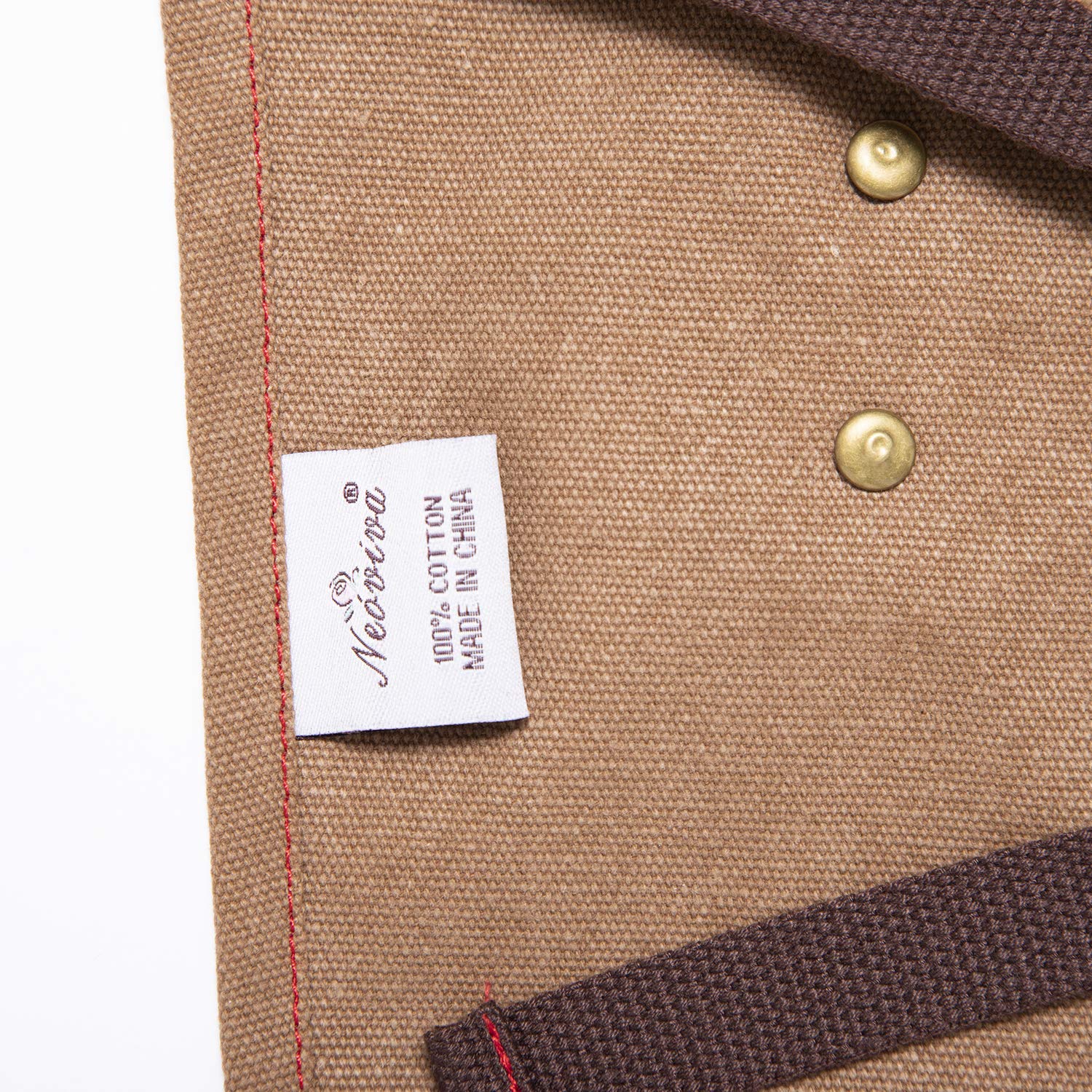 NEOVIVA Tablier de travail avec poches, tabliers de travail du bois pour enfants, tablier d'outils en toile réglable M à XXXL avec dos croisé pour barbier, cuisine, jardin, poterie, garage, atelier