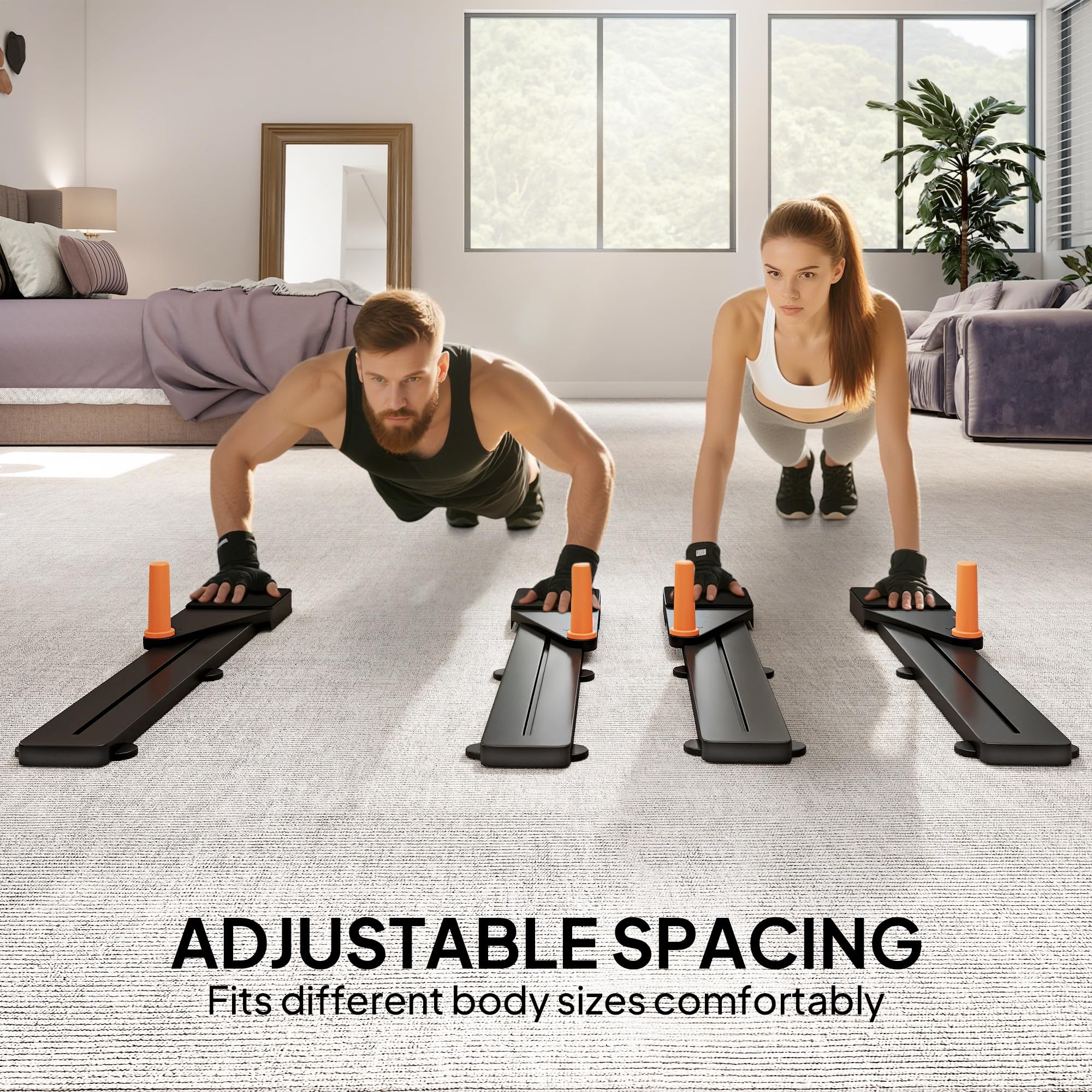 SPORTNOW Liegestützbrett 2er Set, tragbares Liegestützbrett mit zwei Gleitschienen, Knieschützer, Liegestützständer Pilates Reformer Maschine für Home Gym, multifunktionales Trainingsgerät für Männer