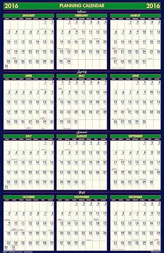 Miniatura 2 de House of Doolittle HOD390-16 - Calendario de póster de cuatro estaciones del año académico 2015 - 2016 y año regular 2016, reversible de dos caras,