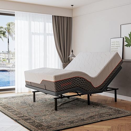 Miniatura 12 de ESHINE Colchón híbrido de 14 pulgadas Queen (medio suave) + base de cama ajustable – Espuma viscoelástica de gel de lujo, marcos de cama tapizados