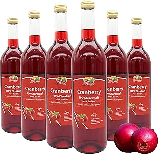 Bleichhof Cranberry-Saft 100% vegan - zuckerfrei & rein im Geschmack � komplett frei von Zus&auml;tzen� Cranberry-Direktsaft ohne Zucker- Premium - Qualit&auml;t vom Familienbetrieb 6x0,72L