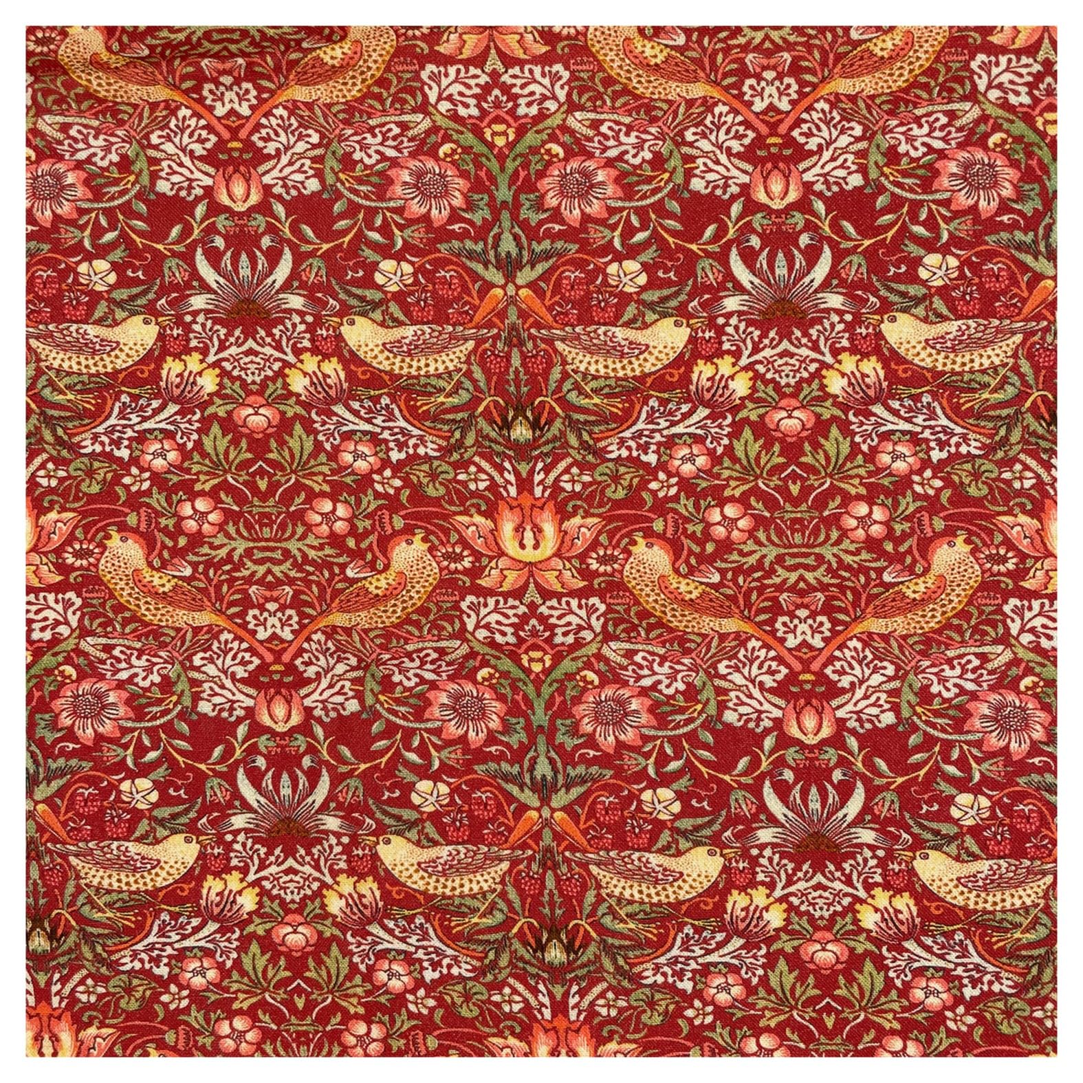 TheFabricTrade 100% Cotton Fabric Digital Printed Material William Morris Strawberry Thief Crimson Classic Design - Ideal for Arts & Crafts, Sewing, Quilting - Fat Quarter (50cm x 70cm)