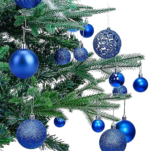 Miniatura 5 de Aitsite Juego de 100 adornos para árbol de Navidad, miniesferas inastillables para adornos navideños (azul)