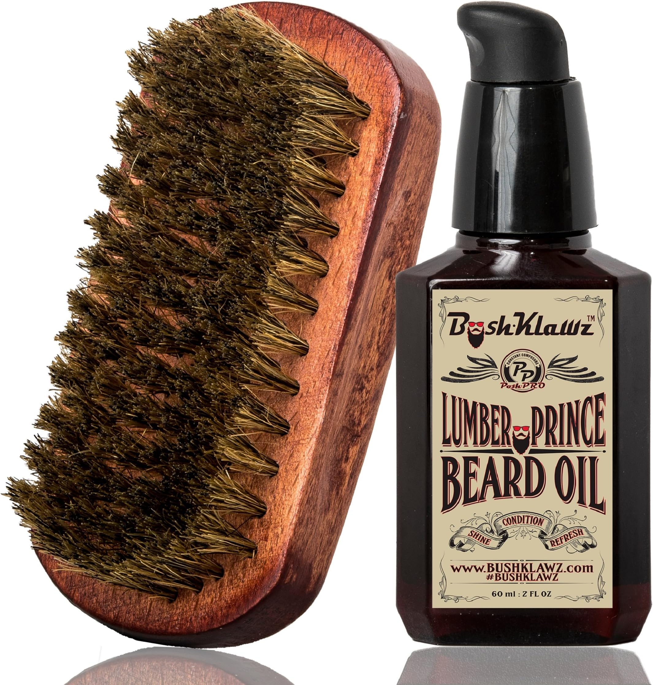 Lumber Prince Beard Oil Conditioner & BoarKlawz Beard Boar Brush Gift Set Beard Care Kit Men's Beard Grooming Bundle Set - Best Bearded Man Special Grooming Gift Deal for Men