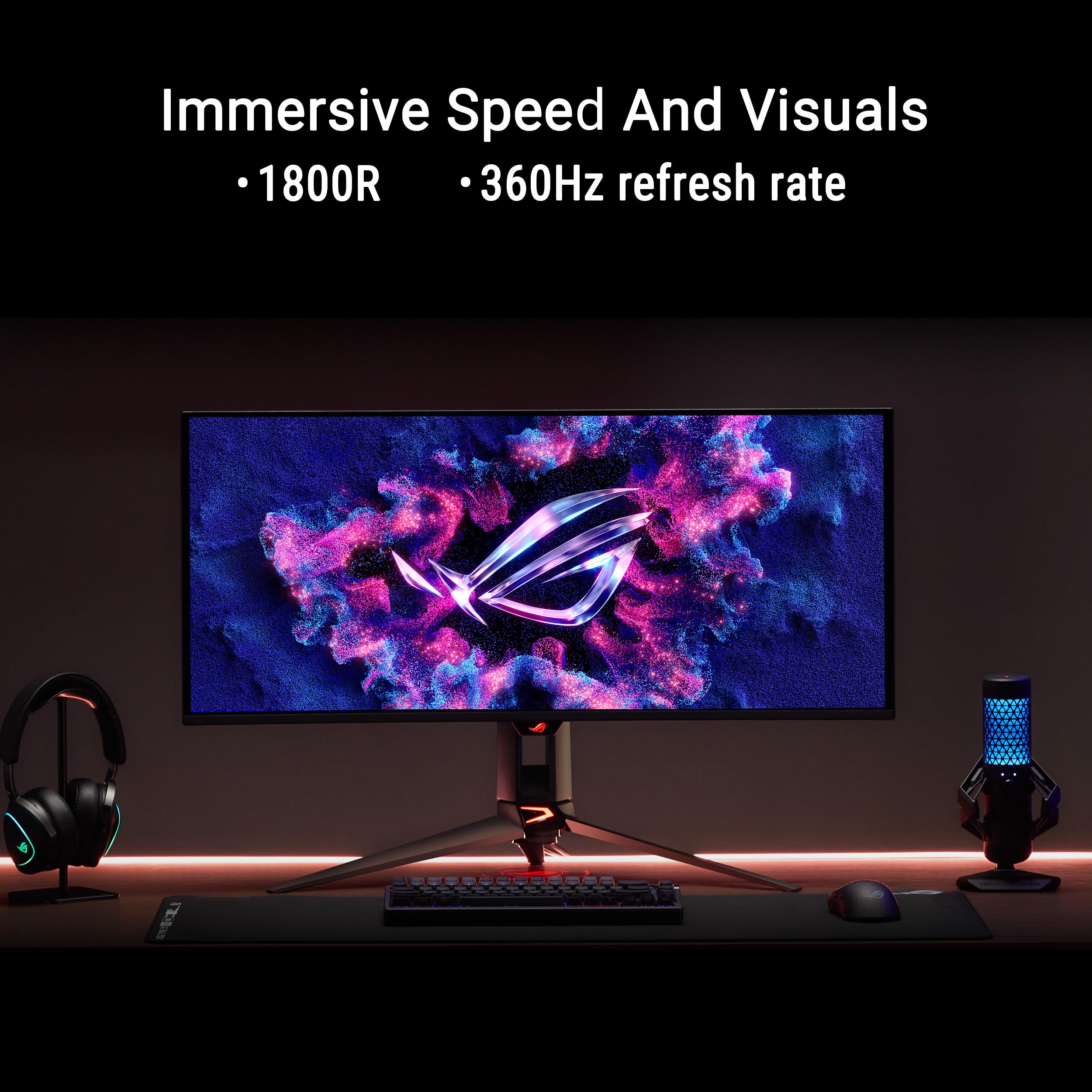 ASUS ROG SWIFT OLED PG34WCDN, Monitor Gaming da 34" 4K QD-OLED, Nero | (3440 x 1440), 360Hz, 0,03ms (GTG), Pellicola in Grafene, G-SYNC, Care Pro, Sensore Neo Proximity, HDR 500