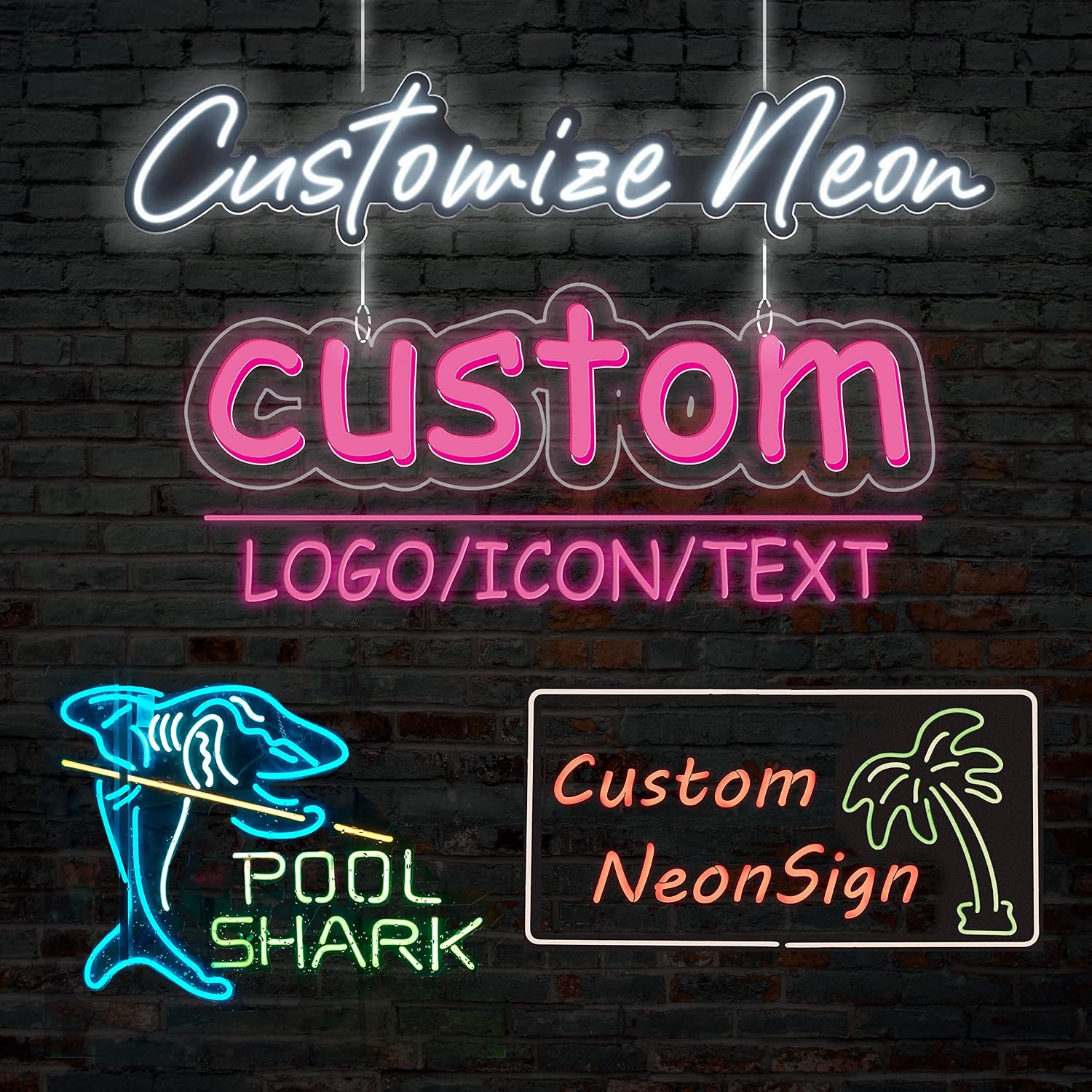 Custom LED Neon Bar Signs for Home Bar，Personalized Neon Signs with Text / iCon / Logo/LC for Wedding，Bar，Salon，Birthday，Party Decoration（1 LIne Text 20"）