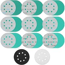 90pcs 5 inch 8 Hole Sanding Discs Hook & Loop Wet Dry Sandpaper for 80/120/180/240/320/400/600/800/1000 Grit Sandpaper Assorted with 2pcs Interface Pad for Polishing