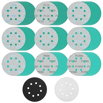 90pcs 5 inch 8 Hole Zirconia Hook & Loop Sanding Discs with Interface Pad