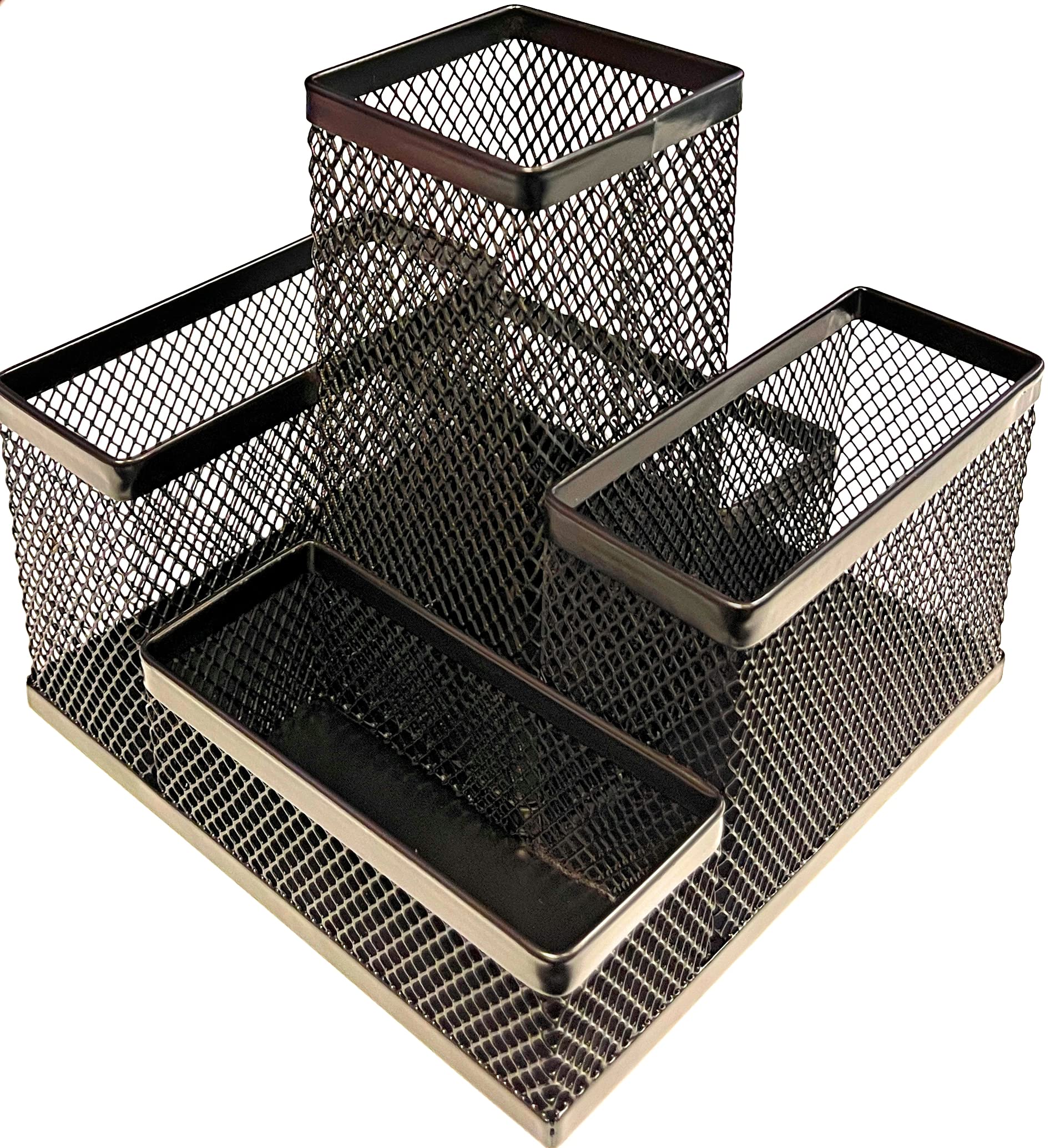 Desk Organizer Pen Pencil Holder Storage Tray Desktop Office Metal Mesh Black