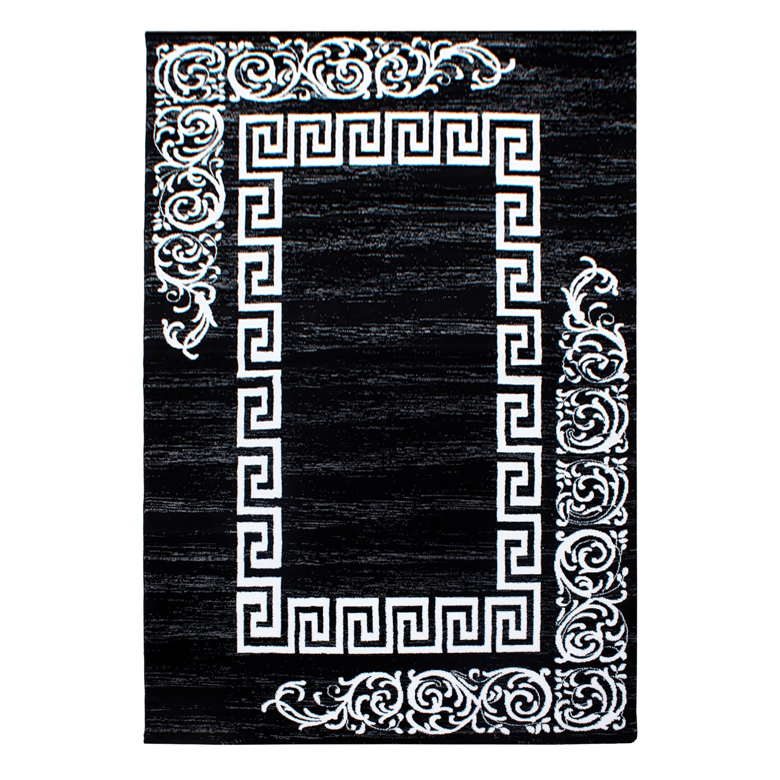 Teppium Moderno Tappeto per Soggiorno 160x230 cm, Bianco e Nero, Design a Meandro - Tappeto a Pelo Corto Extra Morbido e Facile da Pulire, Lavabile, Ideale per Cucina, Camera da Letto e Sala da Pranzo