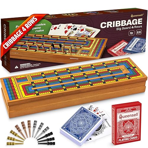 Cribbage Board Game Set with Storage – Wooden 4 Track