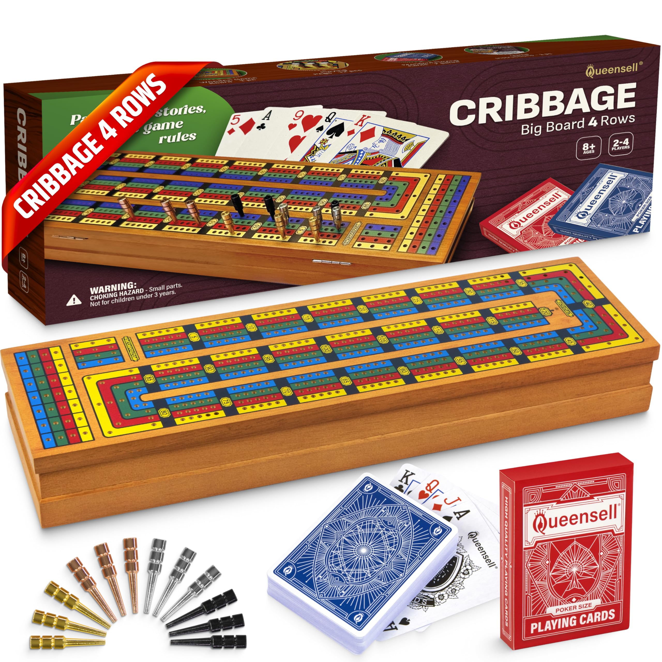 Queensell Cribbage Board Game Set with Storage