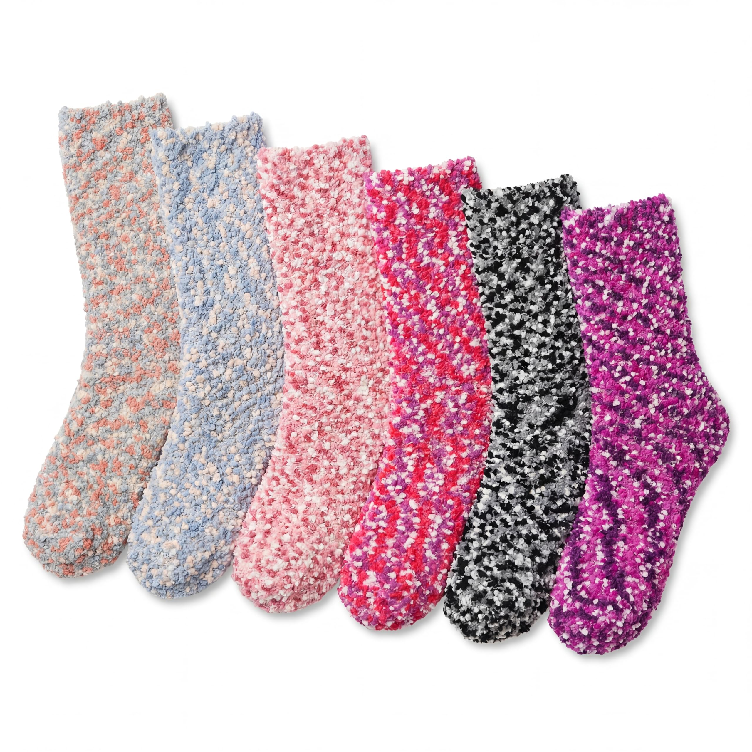 Tipi Toe Womens Fuzzy Crew Socks with Anti Slip Grips Warm Cozy Fluffy Winter Slipper Socks Non Skid Home Socks for Women