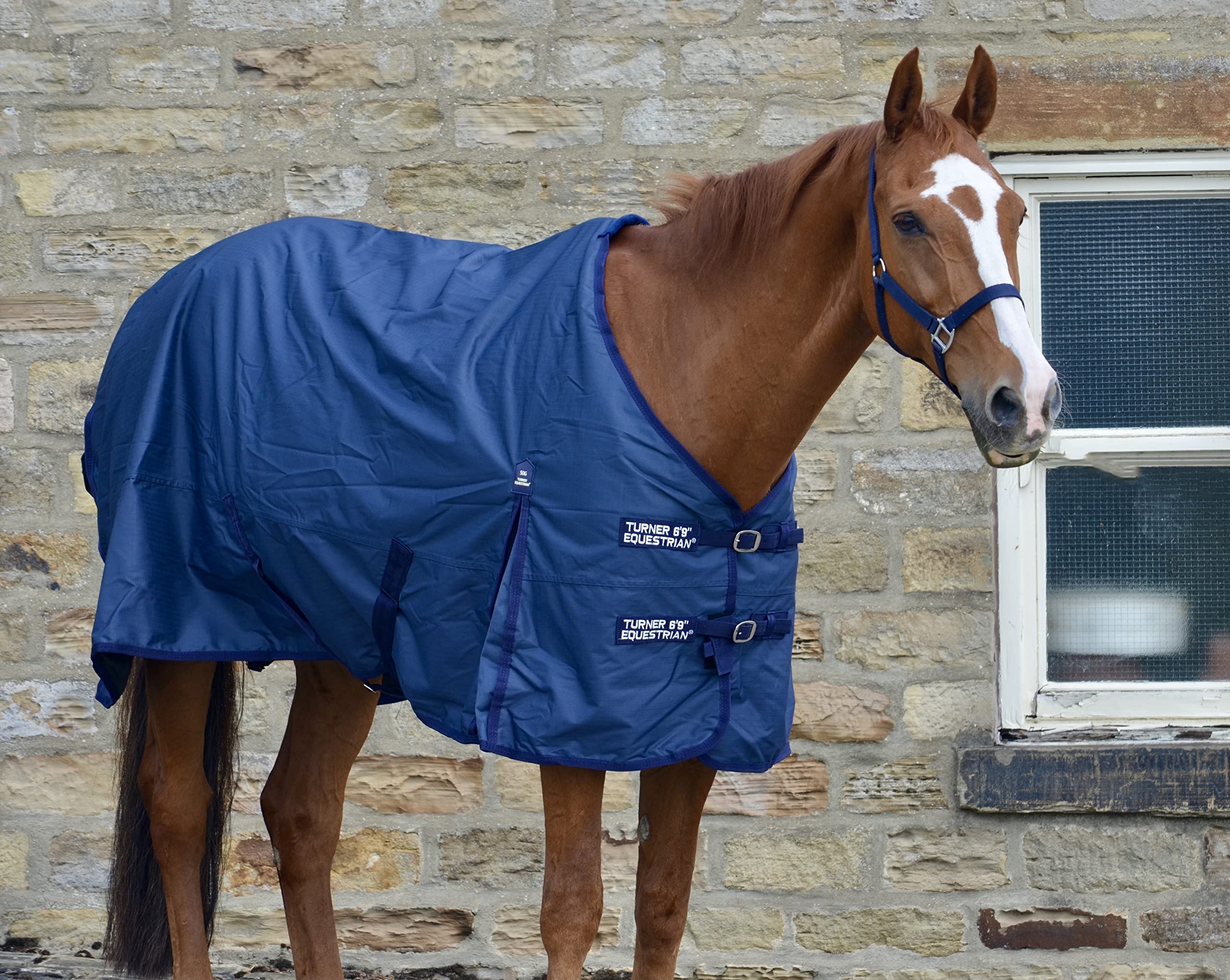 Turner Equestrian Lightweight Waterproof 50g Fill Ripstop Turnout Rug (5'3", Navy)