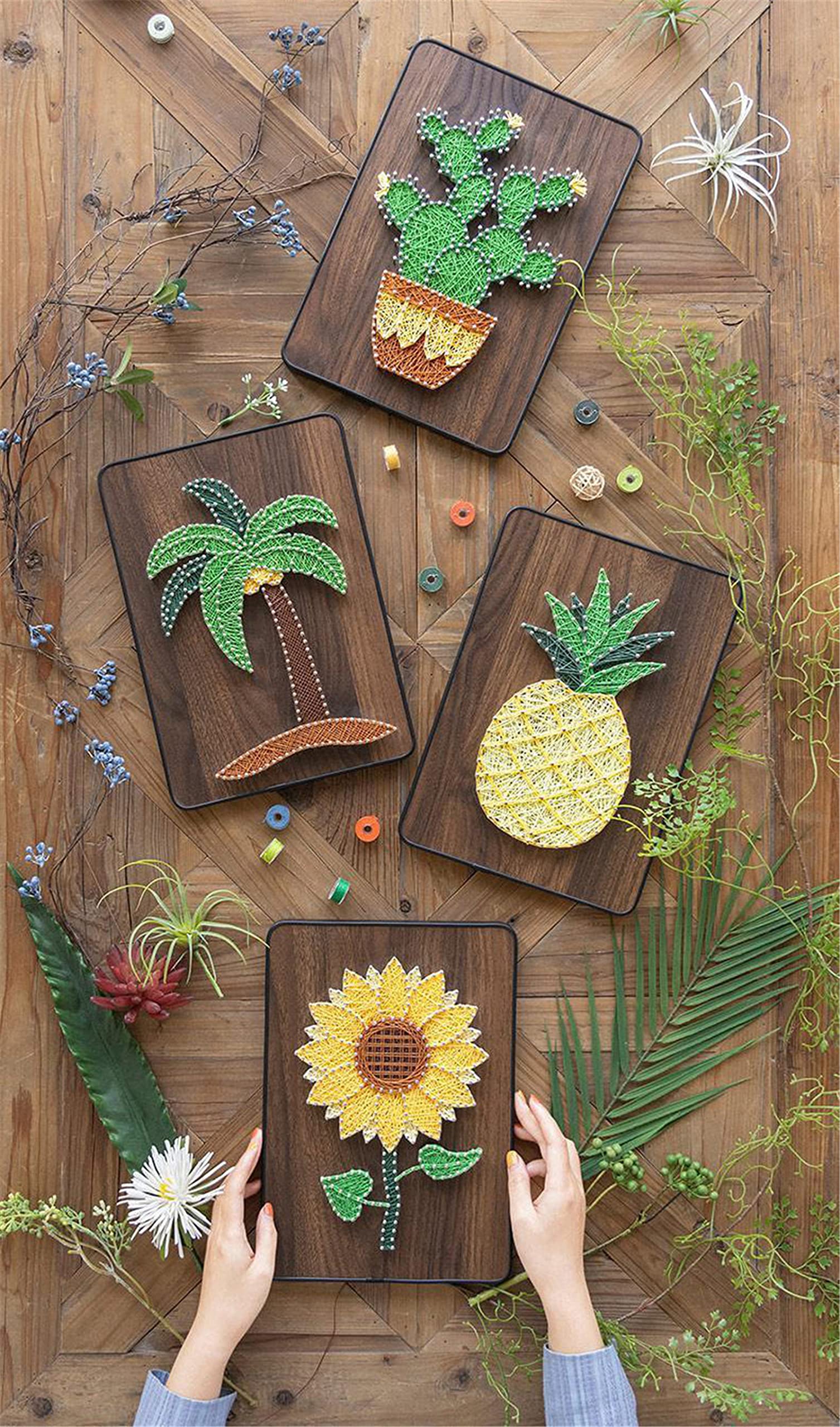 Kit fai da te String Art Kit Wooden Craft Kit DIY Adults, Kit con Accessori e Cornici, Adatto per Bambini Adulti, Adulti, Principianti, Decorazione domestica, Regalo unico (girasolio)