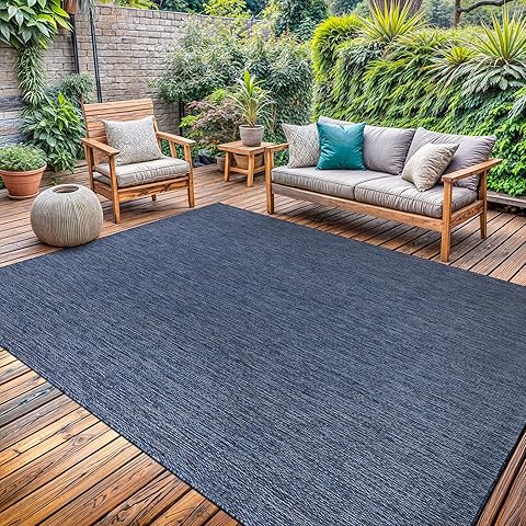 Washable Indoor Outdoor Rug 8x10 Weather Resistant Area Rugs Modern Solid for Porch...