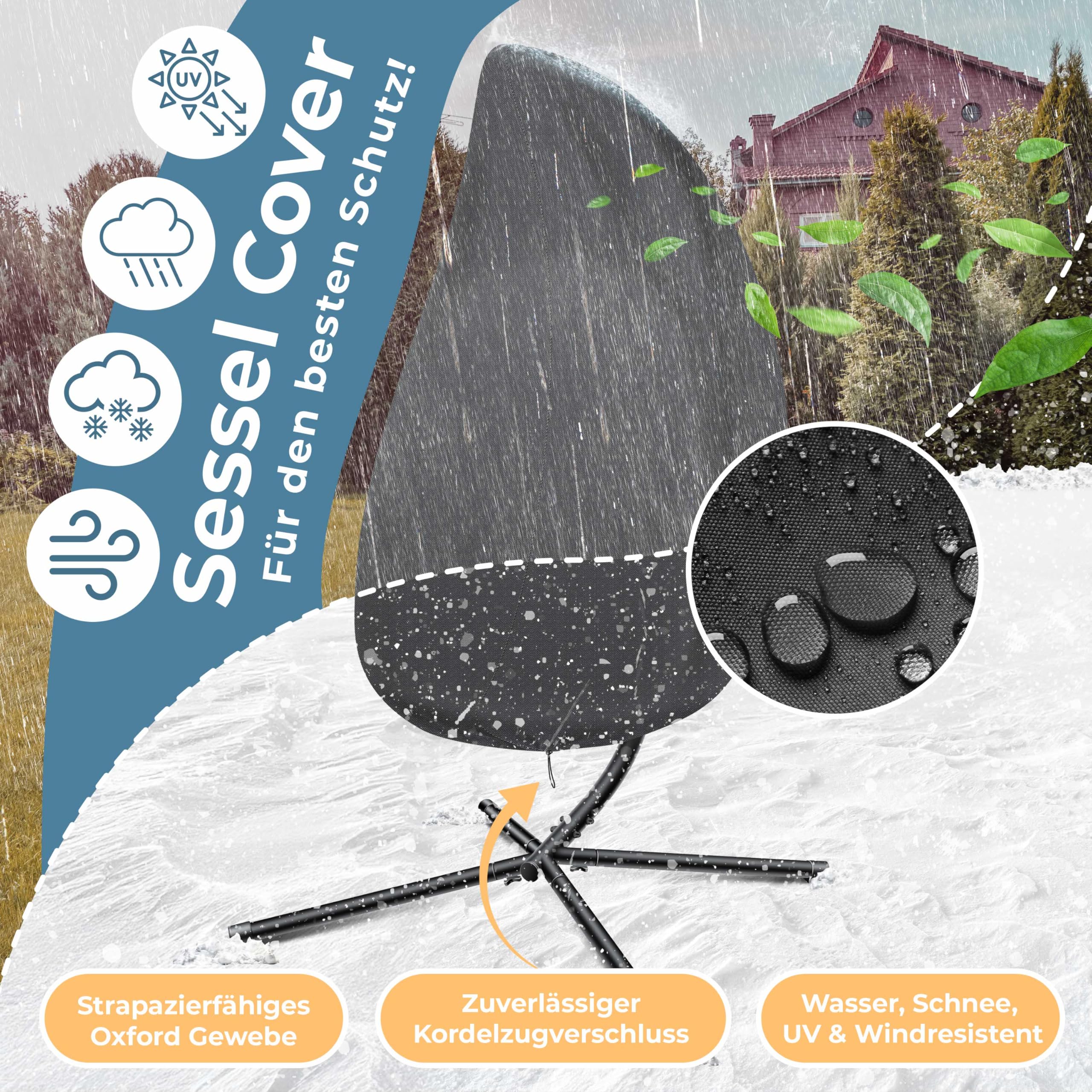 KESSER® Hängesessel Jungle mit Gestell Stahl Hängekorb Sessel Großen Kissen + Decken Halterung + Cover Hängeschaukel Hängesitz Indoor - Outdoor Schaukel Hängestuhl für Kinder und Erwachsene, Grau
