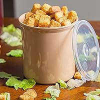 Vista 5 de Recipientes Carlisle de color liso, de forma redonda, con tapas, capacidad de 1,2–4 cuarto de galón, Beige, 1