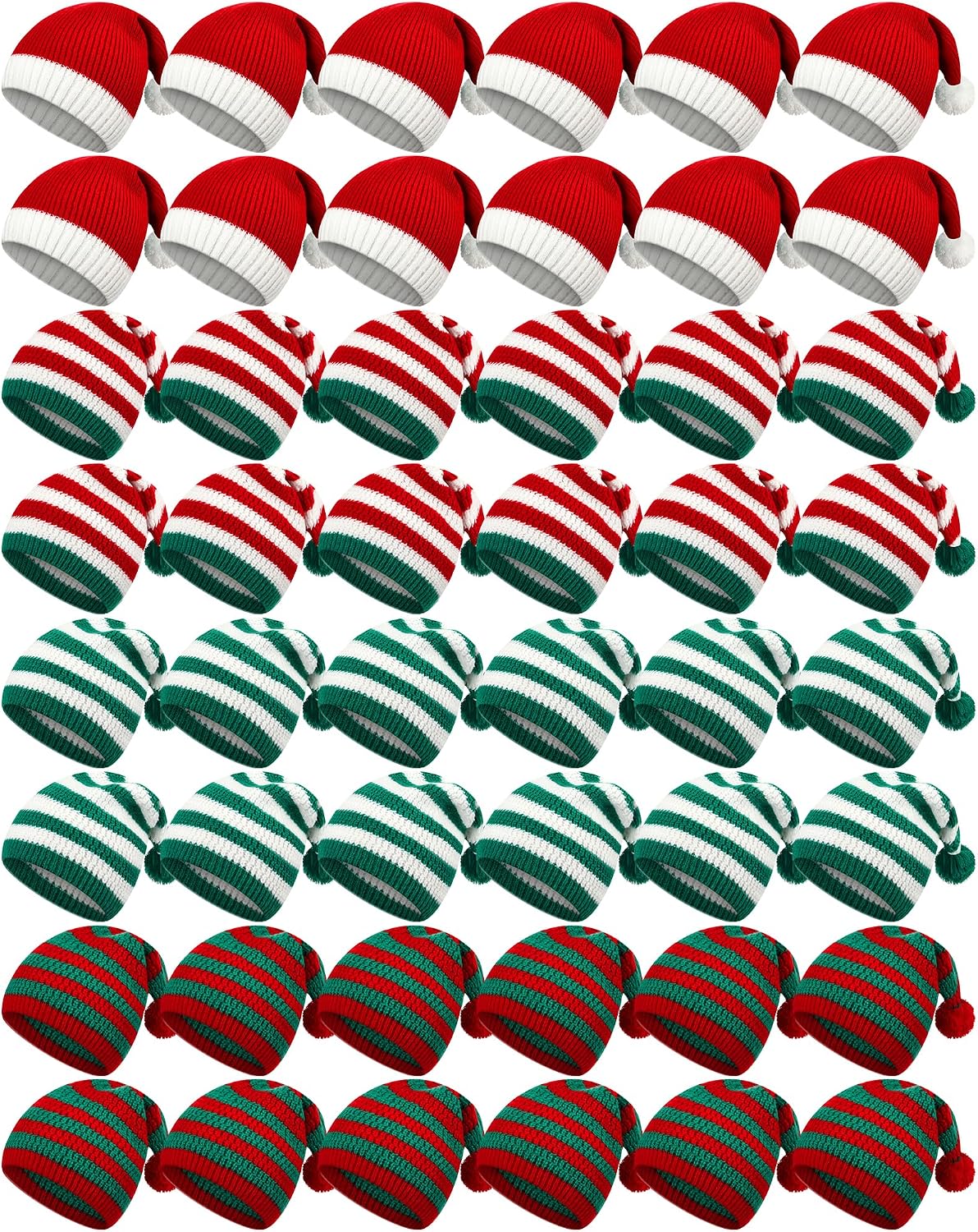 48 Pcs Christmas Santa Hat Bulk Elf Hat Knitted Beanie with Pompom for Holiday Employees Gift Christmas Decoration