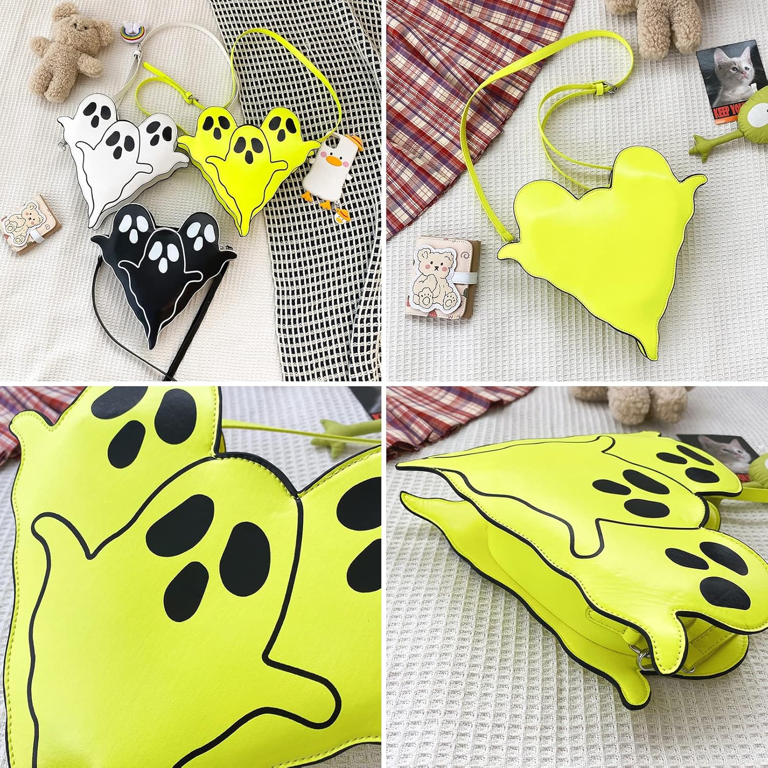 Women Fashion PU Leather Bag Unique Ghost Shoulder Bag Shopping Crossbody Bag