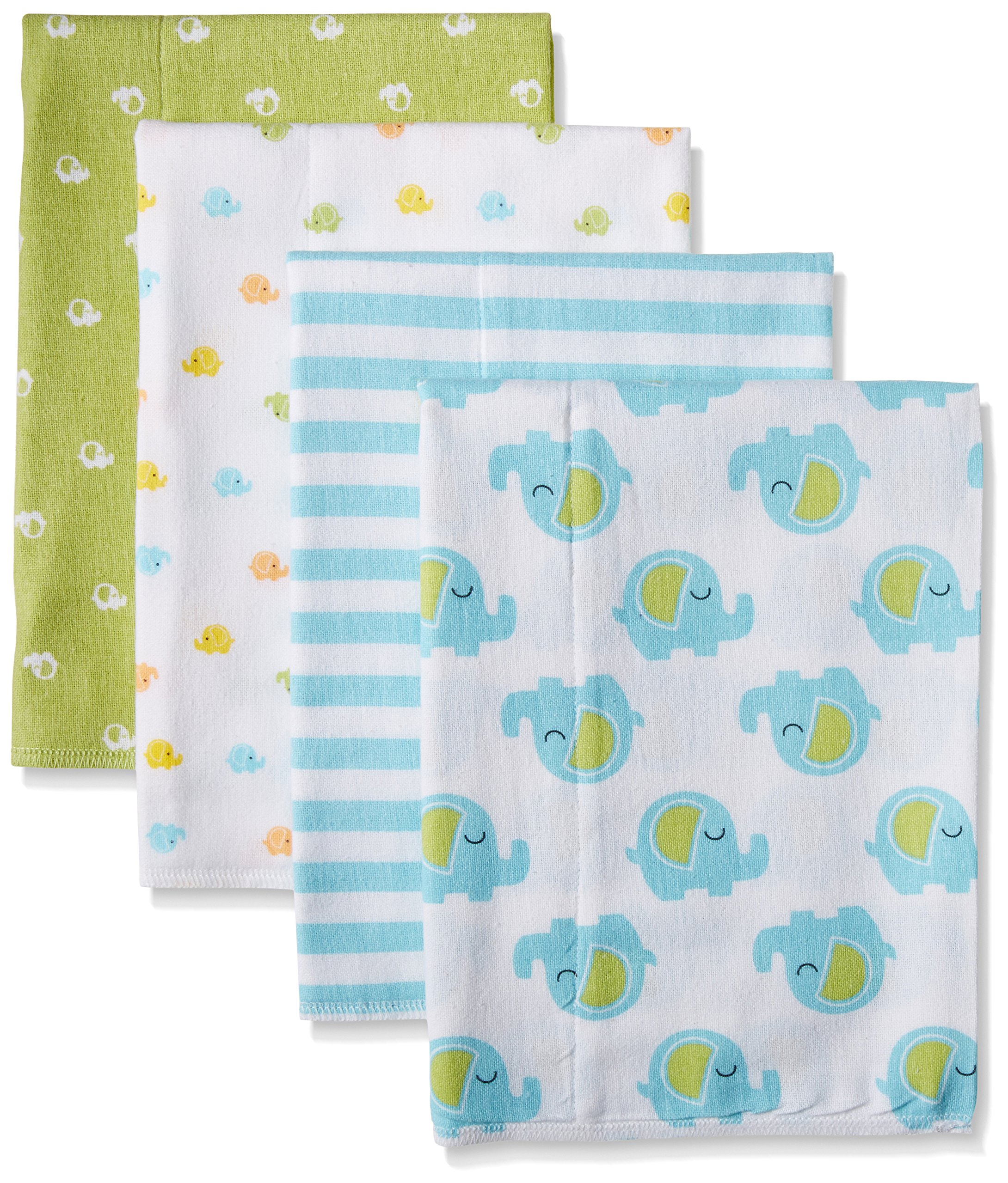 Gerber Baby 4-Pack Flannel Burp Cloth, Yellow Elephant, 20 x 14 US
